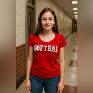 Justice Red Crop Top Softball Size 14